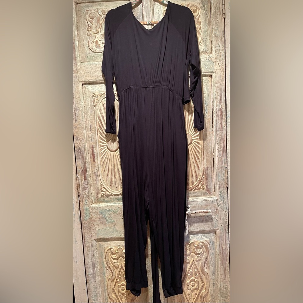 Anthropologie Black Draped Long-Sleeve Jumpsuit - Picture 4 of 5